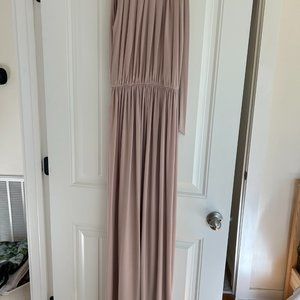 long beige bridesmaid dress